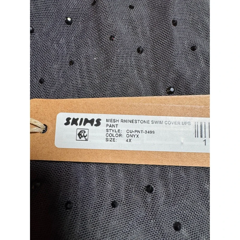 SKIMS Mesh Rhinestone Swim Cover Up Pant Onyx Black 4X  New